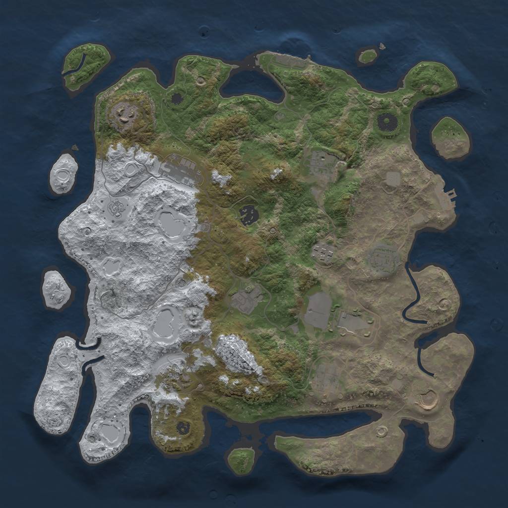 Rust Map: Procedural Map, Size: 3850, Seed: 1036837090, 20 Monuments