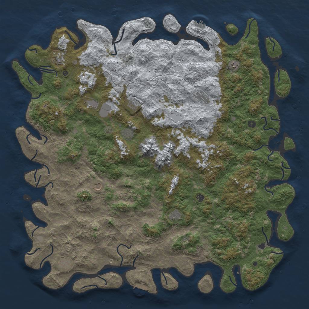 Rust Map: Procedural Map, Size: 6000, Seed: 421547632, 20 Monuments