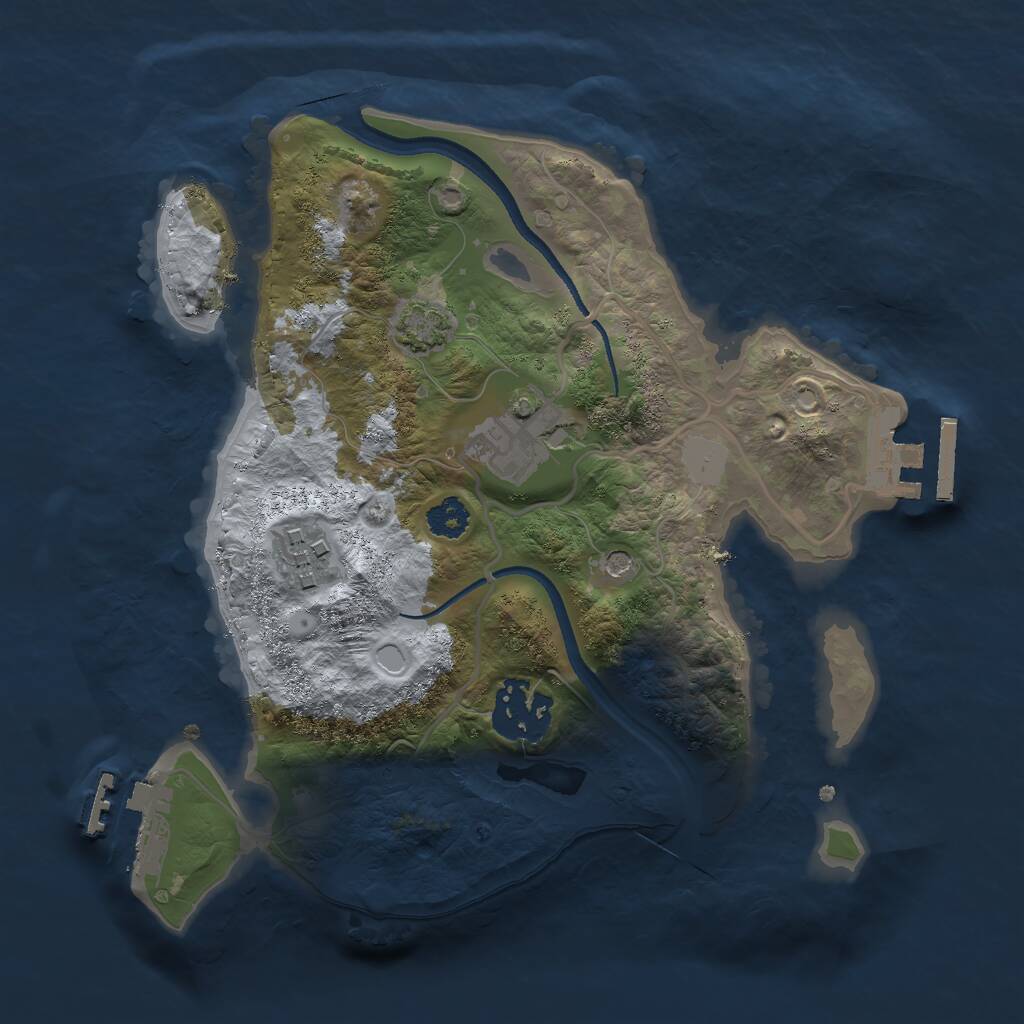 Rust Map: Procedural Map, Size: 2500, Seed: 954563, 8 Monuments