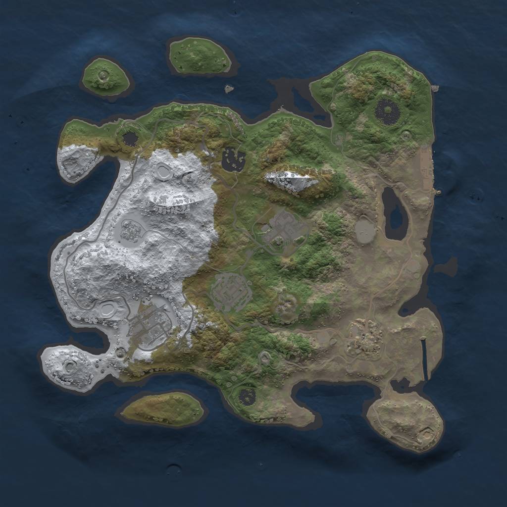 Rust Map: Procedural Map, Size: 3000, Seed: 2439146, 12 Monuments