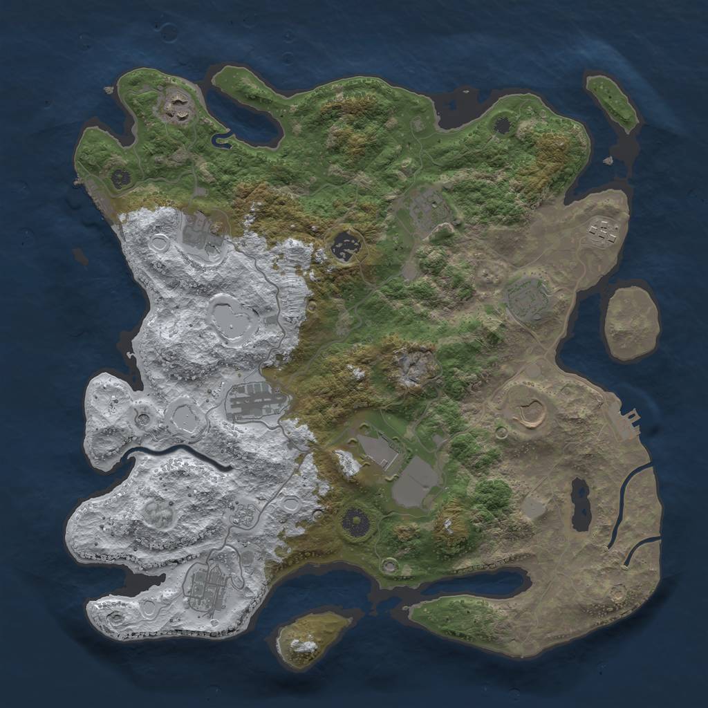 Rust Map: Procedural Map, Size: 3800, Seed: 151341414, 19 Monuments