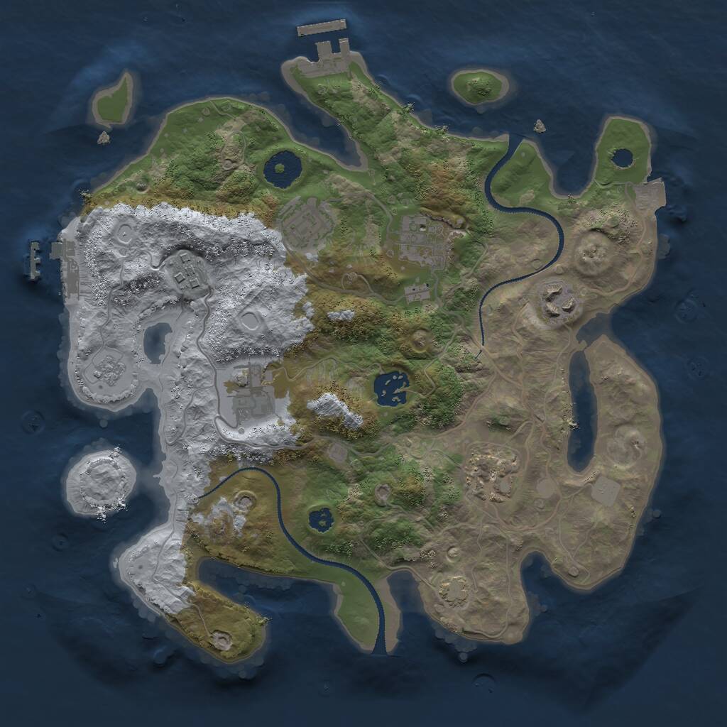 Rust Map: Procedural Map, Size: 3000, Seed: 1417739381, 12 Monuments