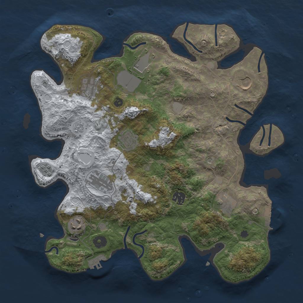 Rust Map: Procedural Map, Size: 3500, Seed: 21318662, 18 Monuments