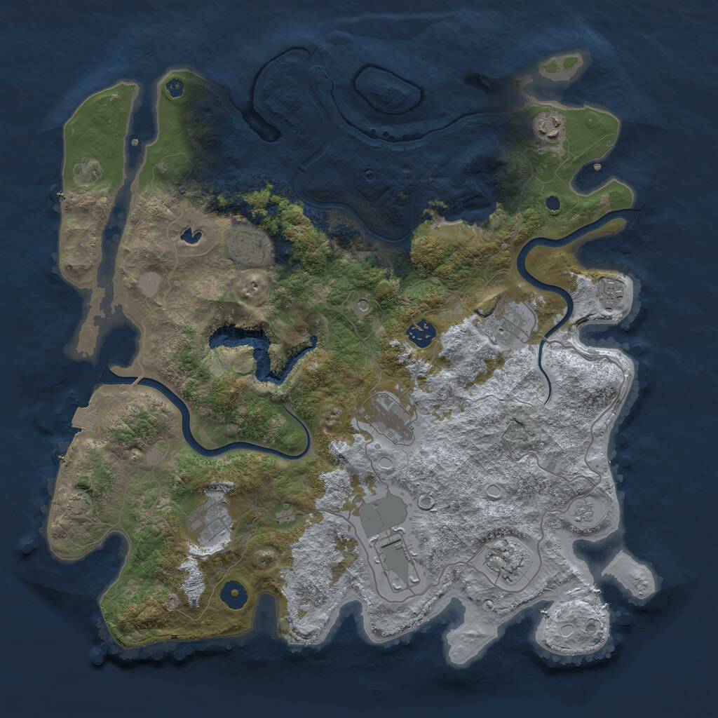 Rust Map: Procedural Map, Size: 4000, Seed: 7289, 13 Monuments