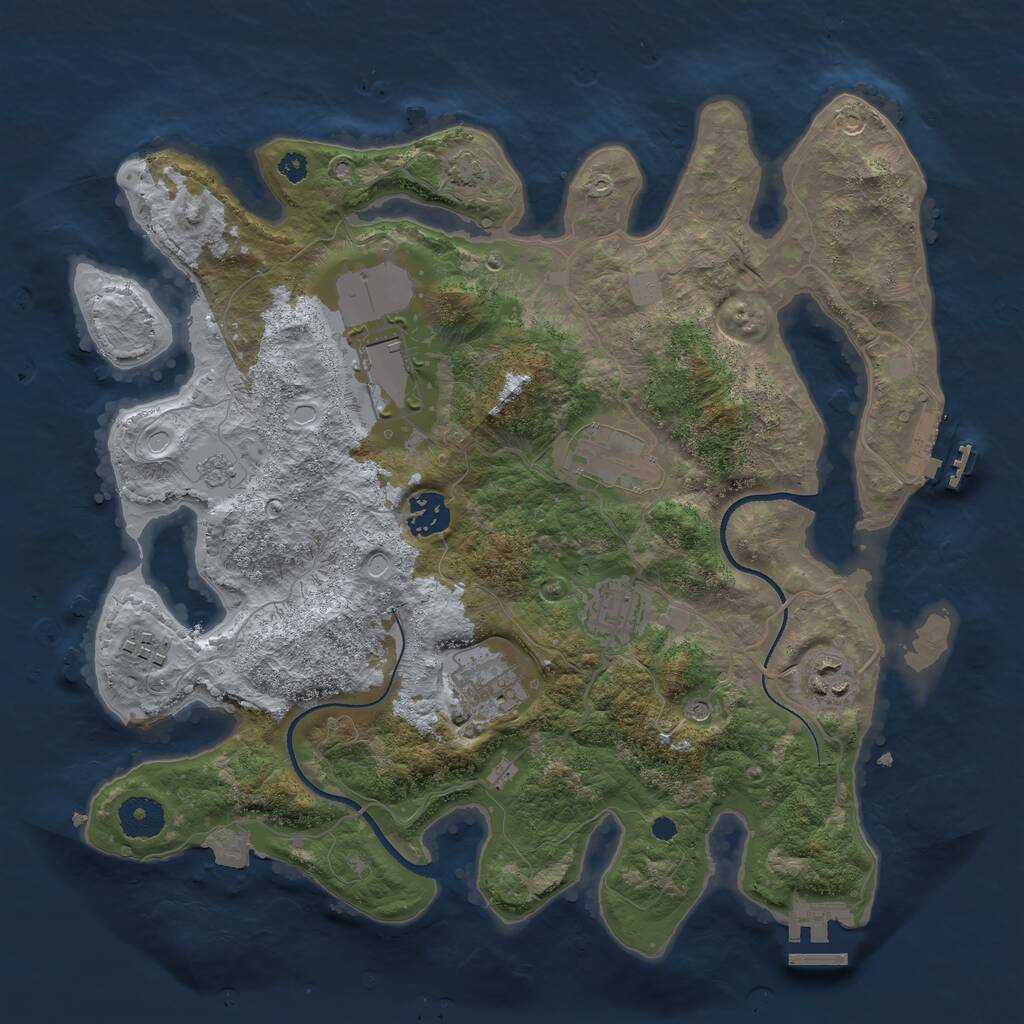 Rust Map: Procedural Map, Size: 3500, Seed: 5442558, 13 Monuments