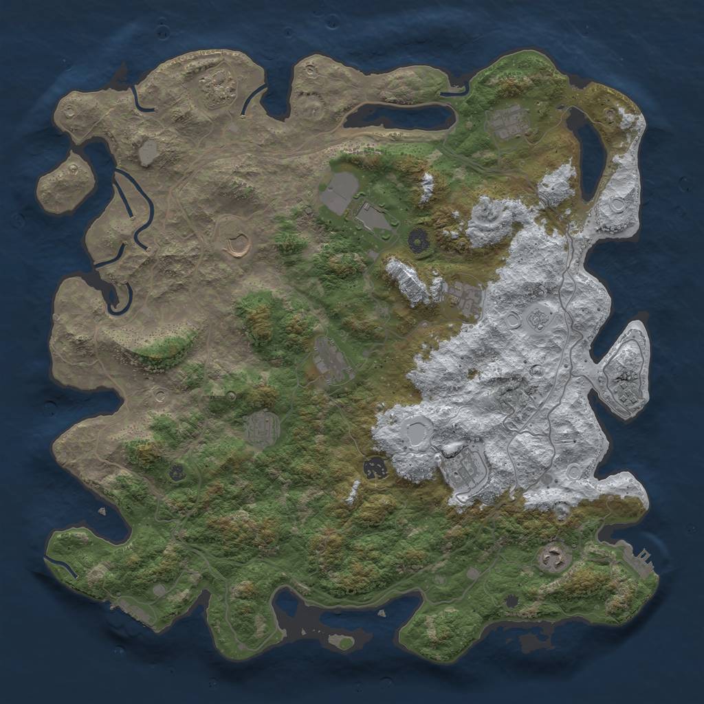 Rust Map: Procedural Map, Size: 4500, Seed: 5174870, 20 Monuments