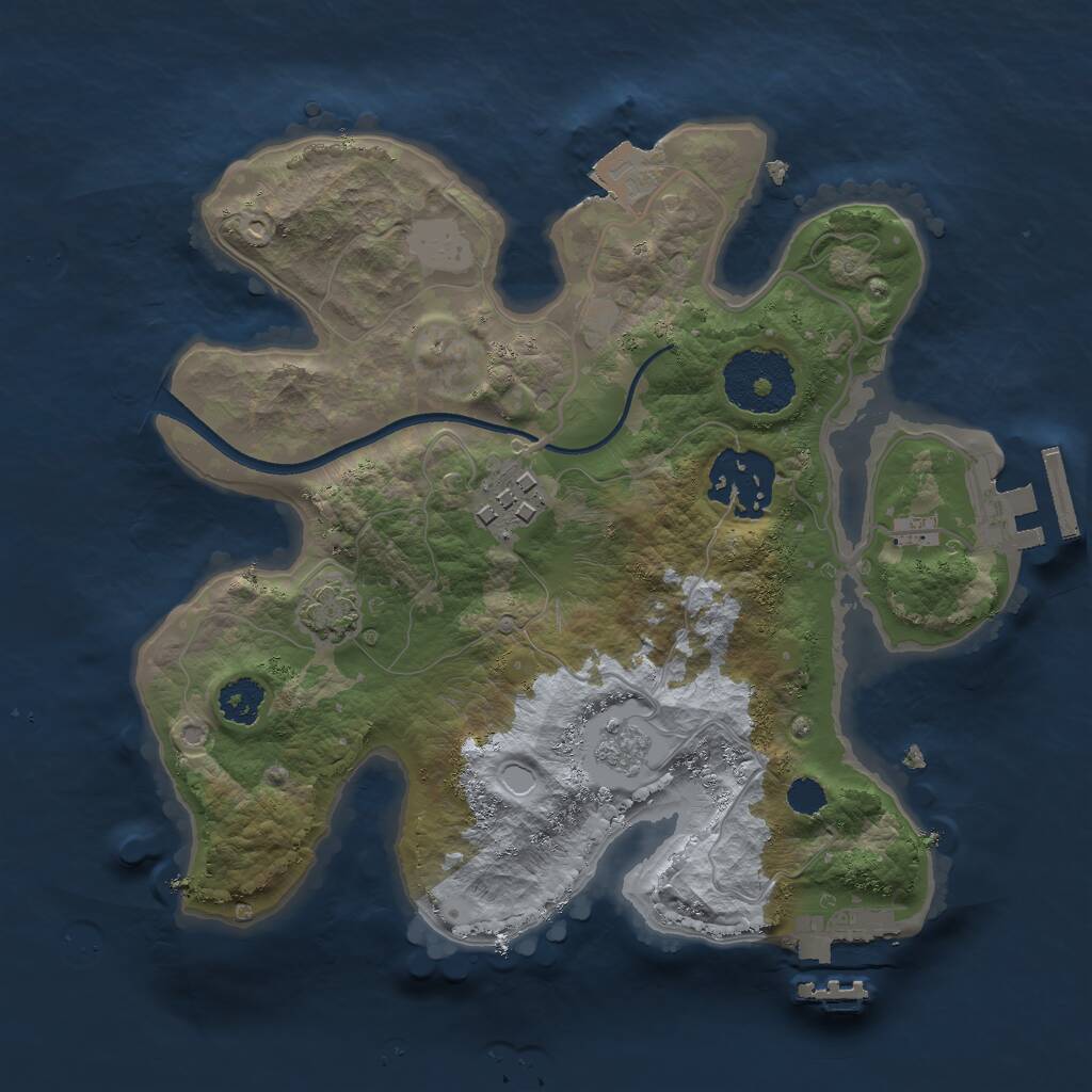Rust Map: Procedural Map, Size: 2400, Seed: 54354, 7 Monuments