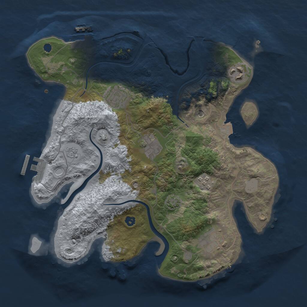 Rust Map: Procedural Map, Size: 3000, Seed: 2028197161, 11 Monuments
