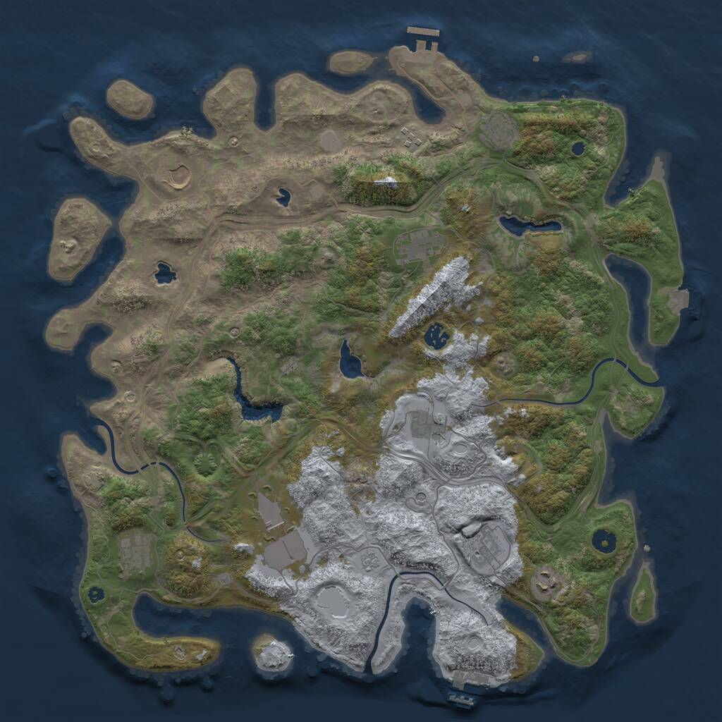 Rust Map: Procedural Map, Size: 4500, Seed: 2435, 16 Monuments
