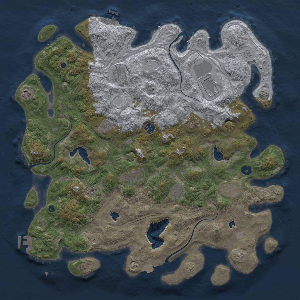 Rust Map: Procedural Map, Size: 4500, Seed: 606227093, 16 Monuments
