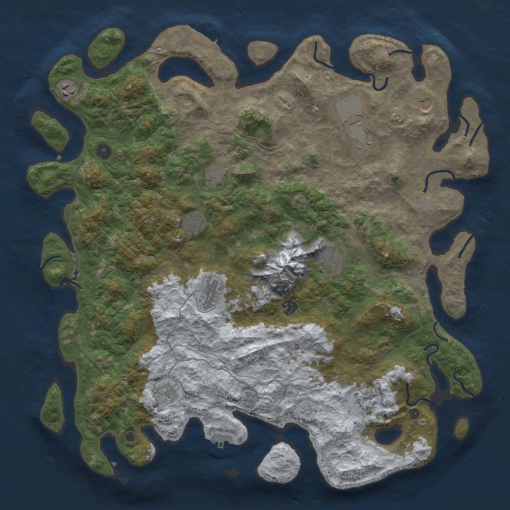 Rust Map: Procedural Map, Size: 5000, Seed: 1332167899, 20 Monuments