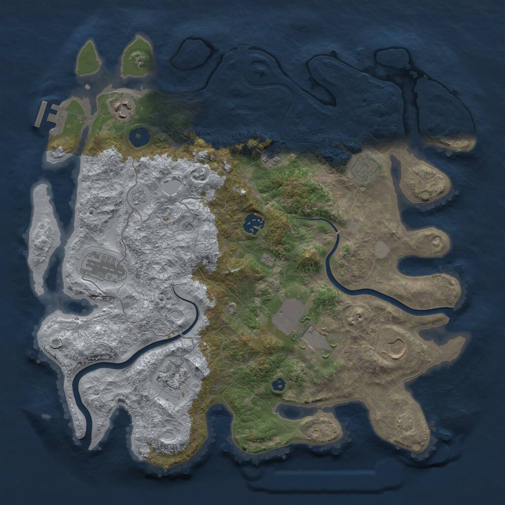 Rust Map: Procedural Map, Size: 3800, Seed: 947276033, 13 Monuments
