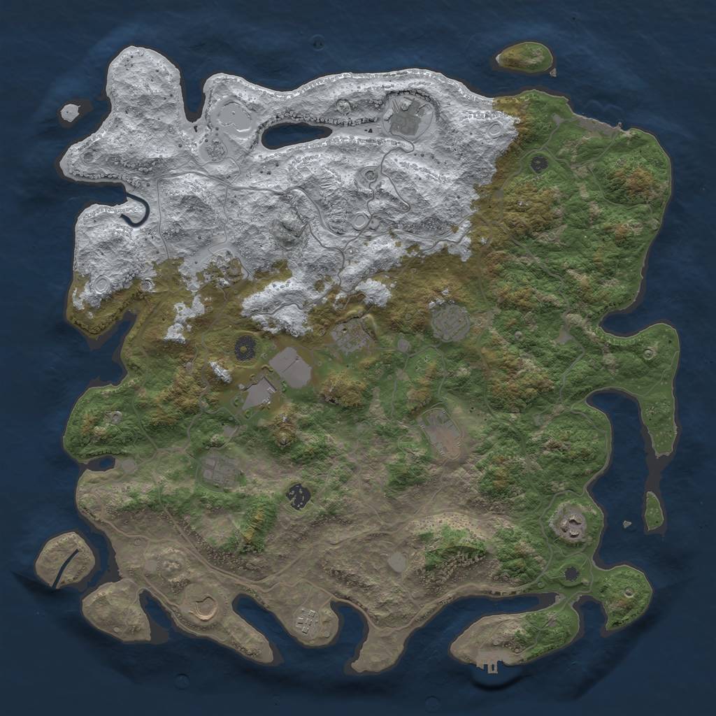Rust Map: Procedural Map, Size: 4500, Seed: 51818265, 20 Monuments
