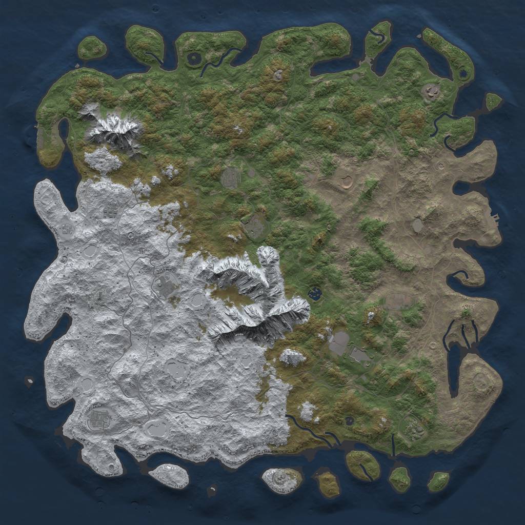 Rust Map: Procedural Map, Size: 6000, Seed: 53262, 20 Monuments