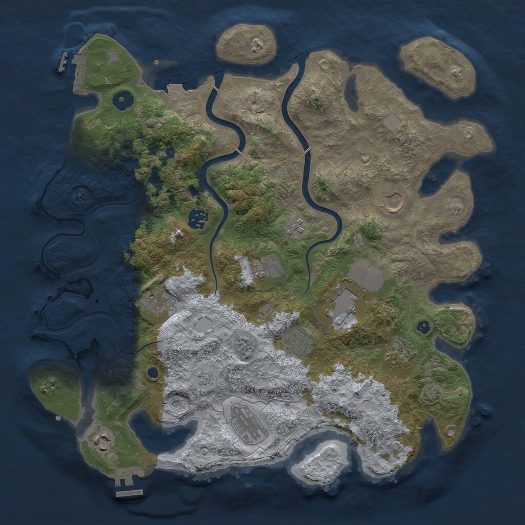 Rust Map: Procedural Map, Size: 3950, Seed: 1159960819, 16 Monuments