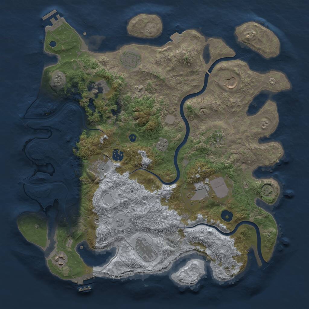 Rust Map: Procedural Map, Size: 3950, Seed: 1159960819, 16 Monuments