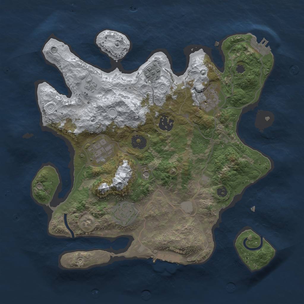 Rust Map: Procedural Map, Size: 3000, Seed: 12343245, 14 Monuments
