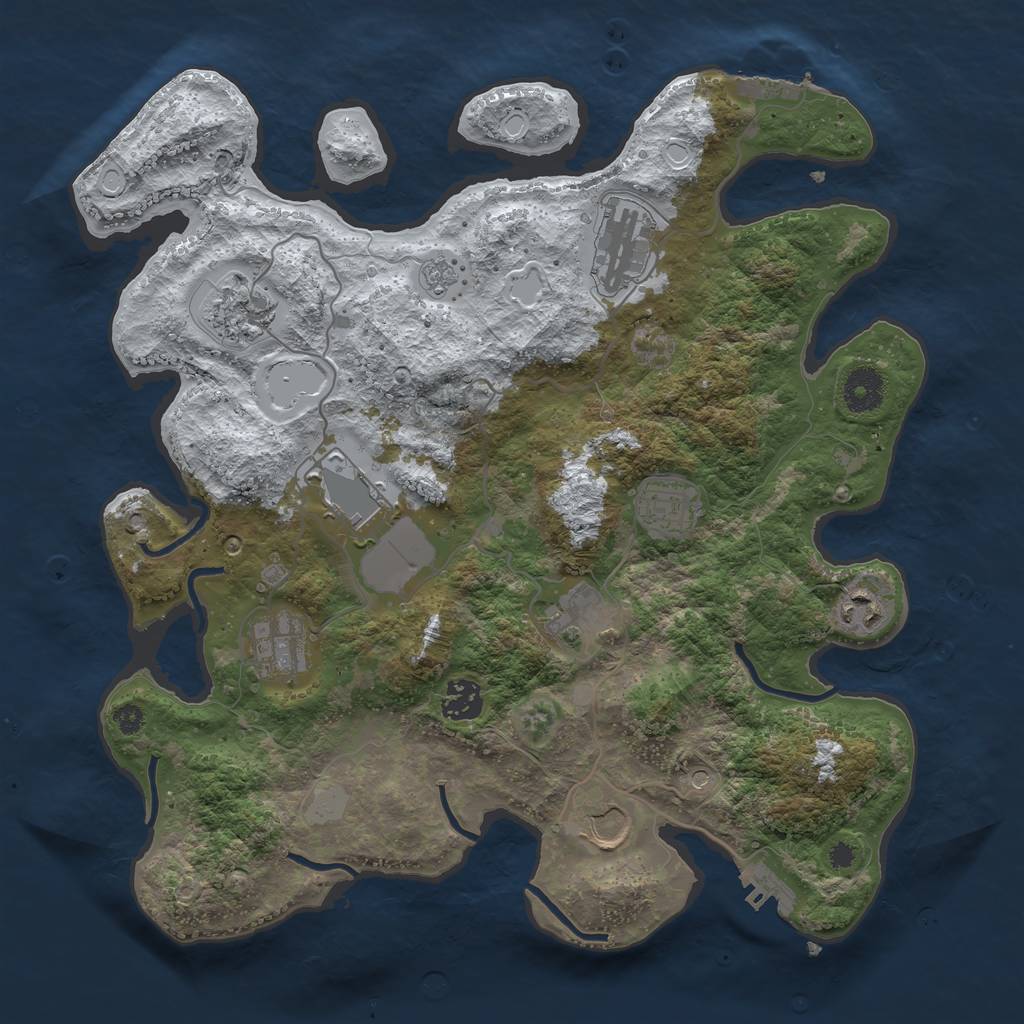 Rust Map: Procedural Map, Size: 3600, Seed: 587904590, 18 Monuments