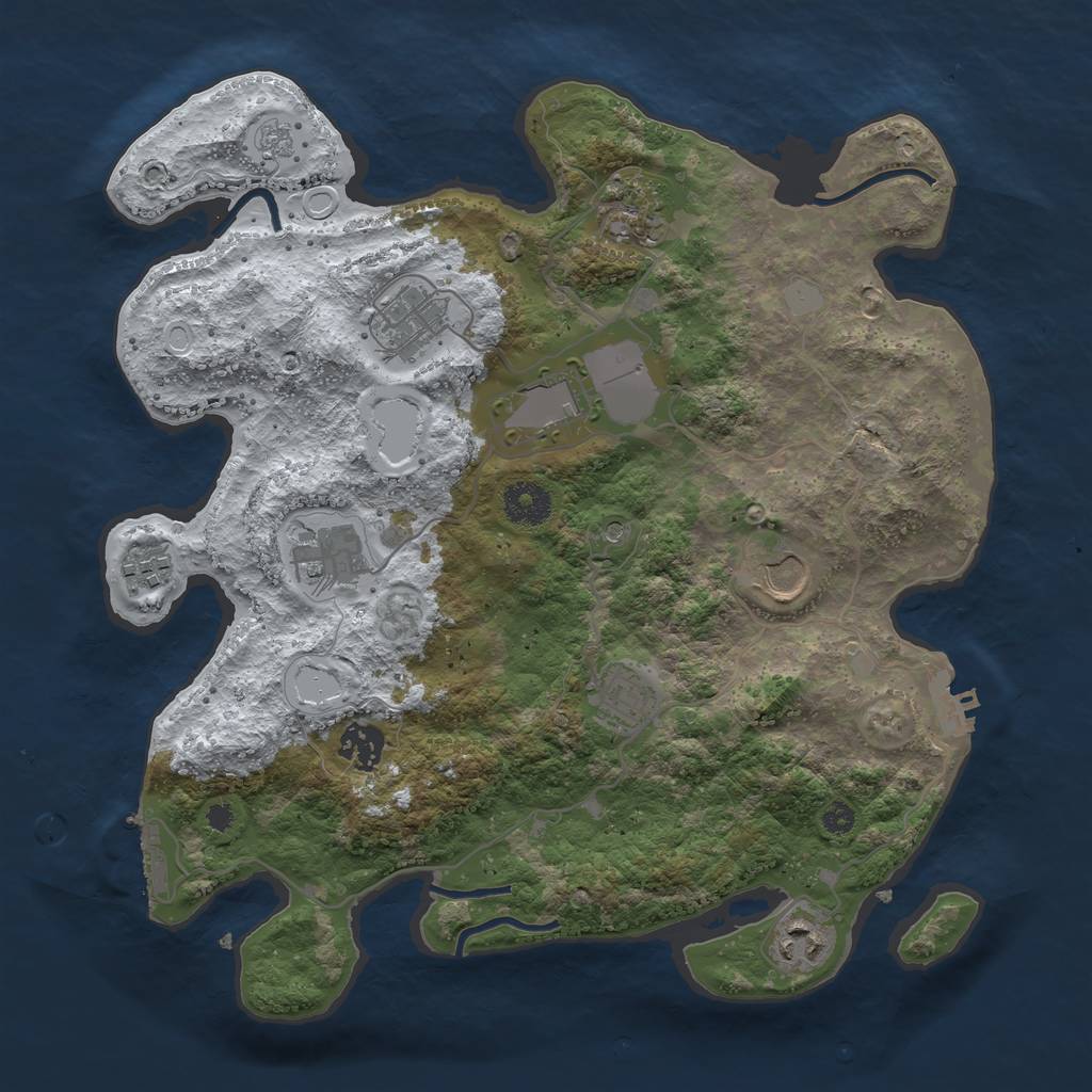 Rust Map: Procedural Map, Size: 3500, Seed: 263165, 18 Monuments