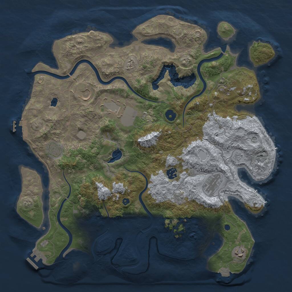 Rust Map: Procedural Map, Size: 4050, Seed: 394415309, 14 Monuments