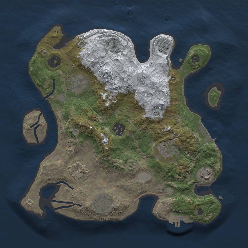 Rust Map: Procedural Map, Size: 3000, Seed: 830725, 16 Monuments