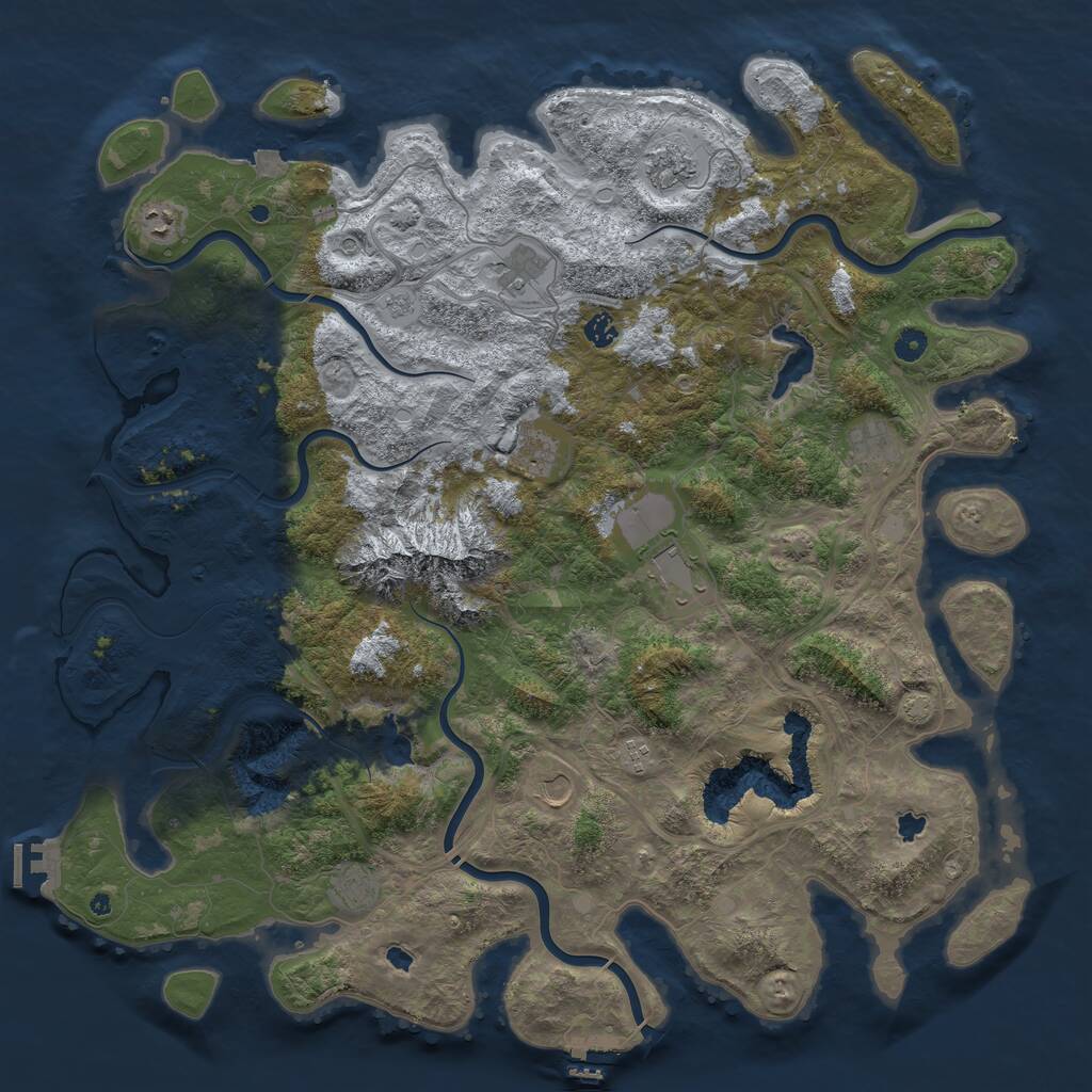 Rust Map: Procedural Map, Size: 5000, Seed: 474928697, 16 Monuments