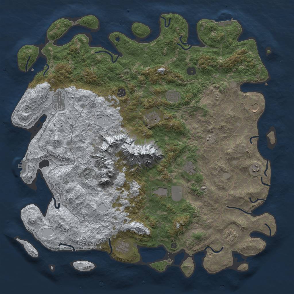 Rust Map: Procedural Map, Size: 5000, Seed: 919192992, 20 Monuments