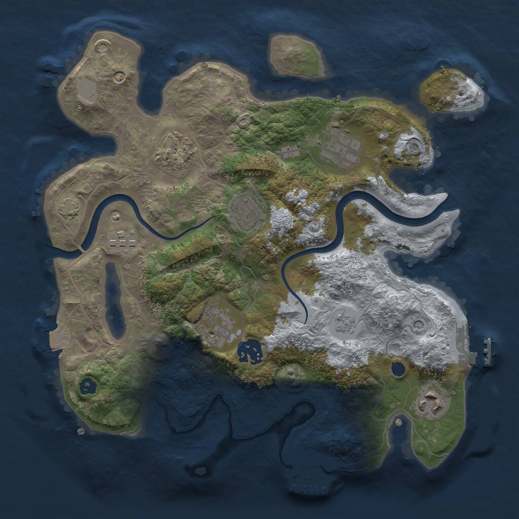 Rust Map: Procedural Map, Size: 3000, Seed: 5555, 13 Monuments
