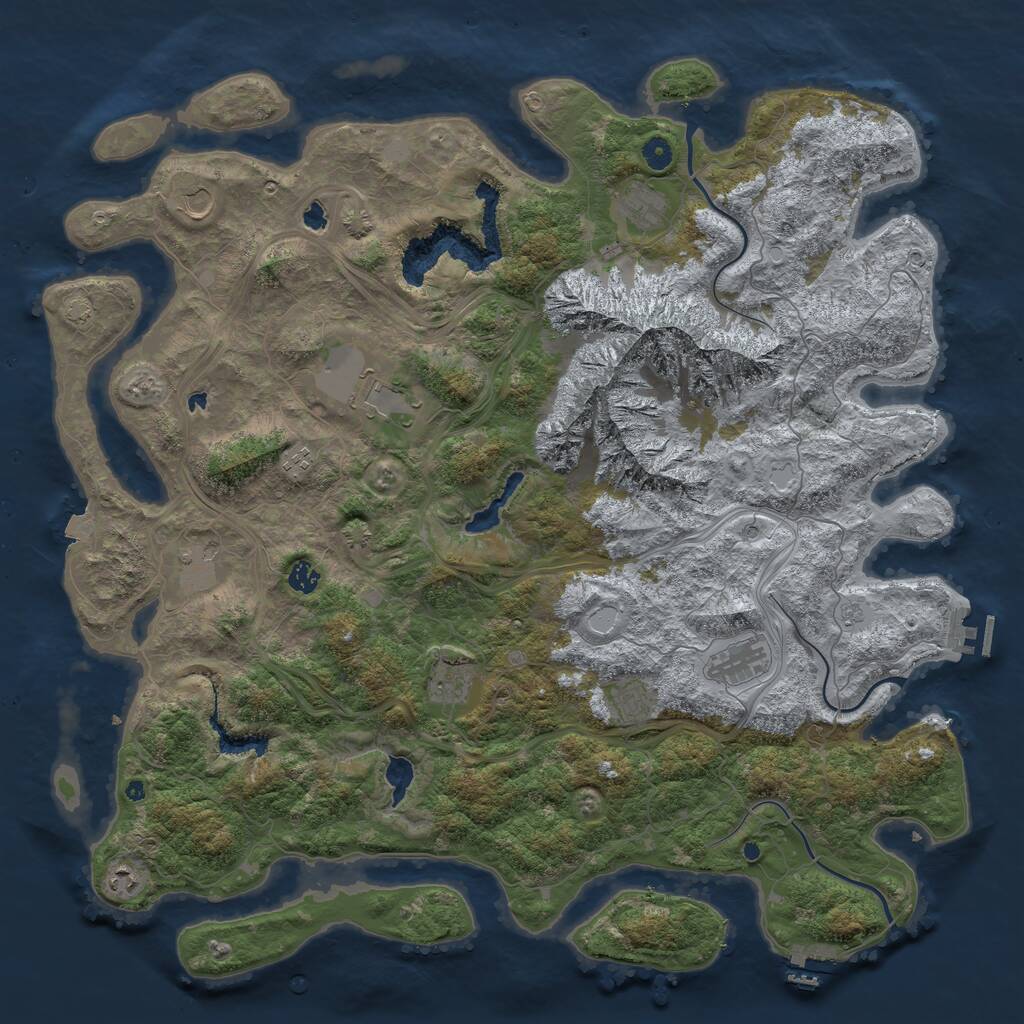Rust Map: Procedural Map, Size: 5000, Seed: 5691, 16 Monuments