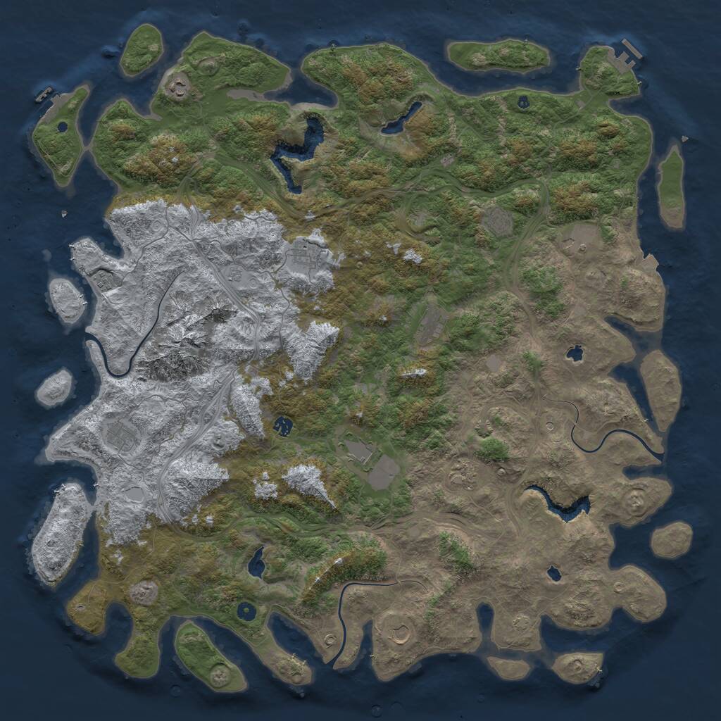 Rust Map: Procedural Map, Size: 5700, Seed: 595616979, 17 Monuments