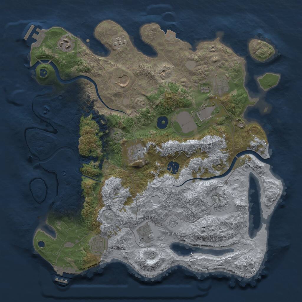 Rust Map: Procedural Map, Size: 3700, Seed: 2008641379, 16 Monuments