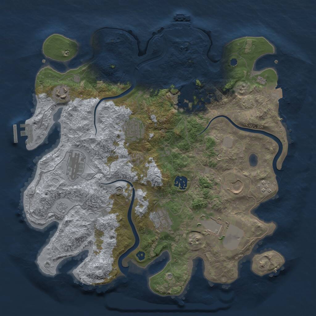 Rust Map: Procedural Map, Size: 3500, Seed: 453351236, 15 Monuments