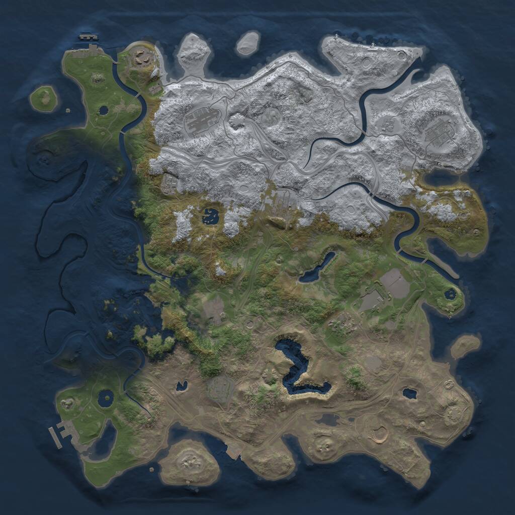 Rust Map: Procedural Map, Size: 4500, Seed: 999818772, 17 Monuments