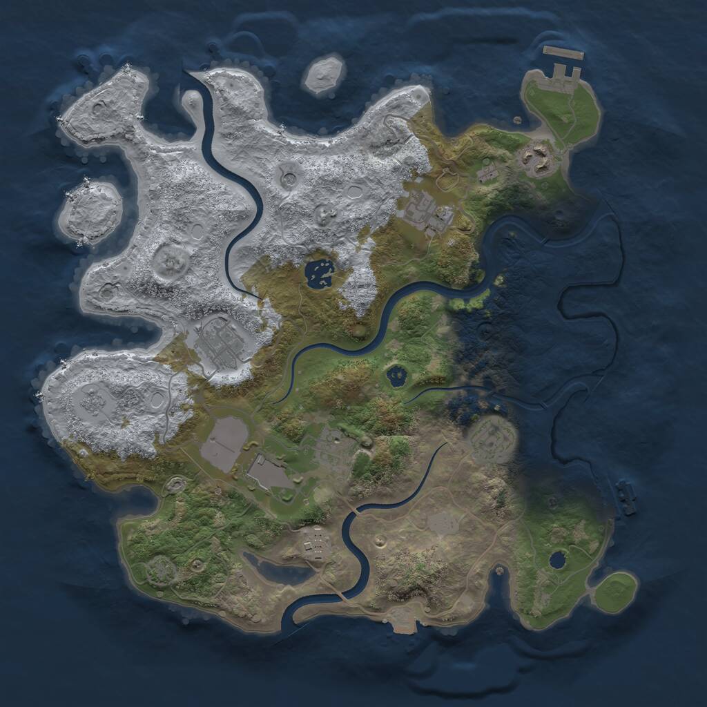 Rust Map: Procedural Map, Size: 3500, Seed: 39567, 14 Monuments