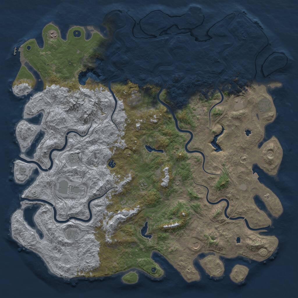 Rust Map: Procedural Map, Size: 6000, Seed: 8765, 17 Monuments