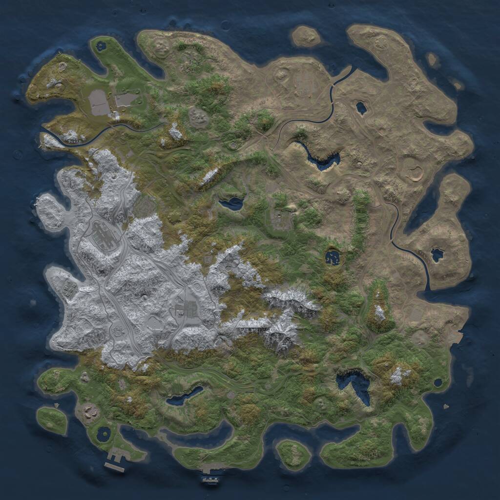 Rust Map: Procedural Map, Size: 5000, Seed: 121112452, 17 Monuments