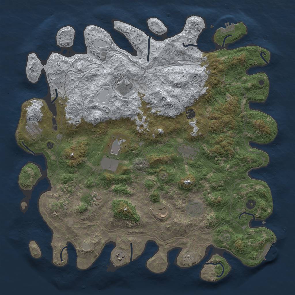 Rust Map: Procedural Map, Size: 4500, Seed: 243671, 19 Monuments