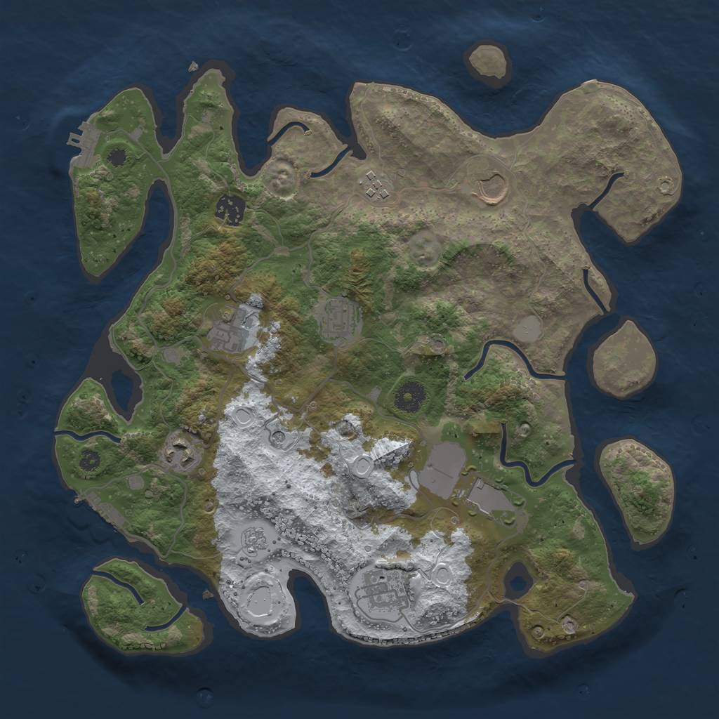 Rust Map: Procedural Map, Size: 3500, Seed: 1125478422, 17 Monuments