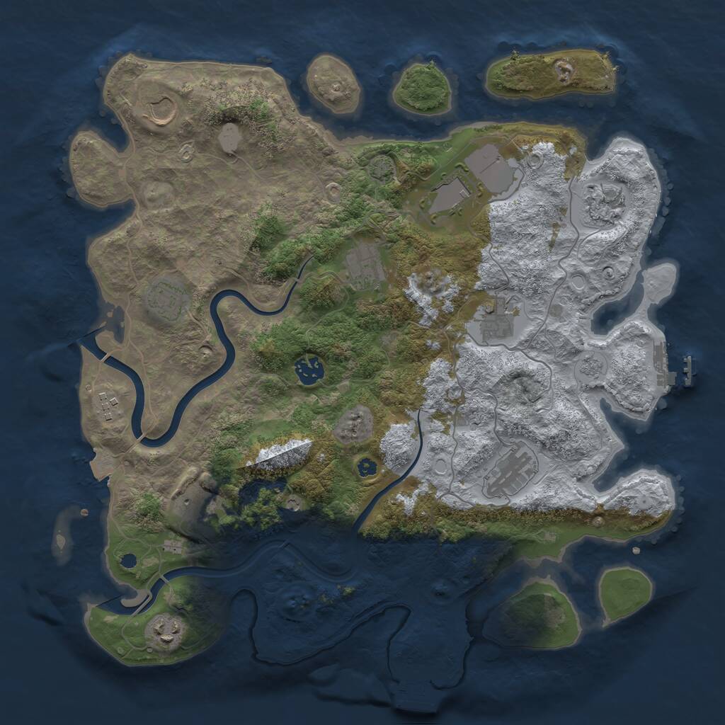Rust Map: Procedural Map, Size: 3850, Seed: 455939325, 17 Monuments