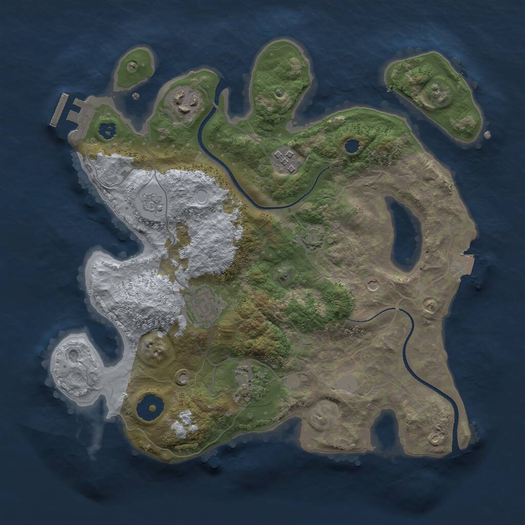 Rust Map: Procedural Map, Size: 3000, Seed: 9823, 9 Monuments