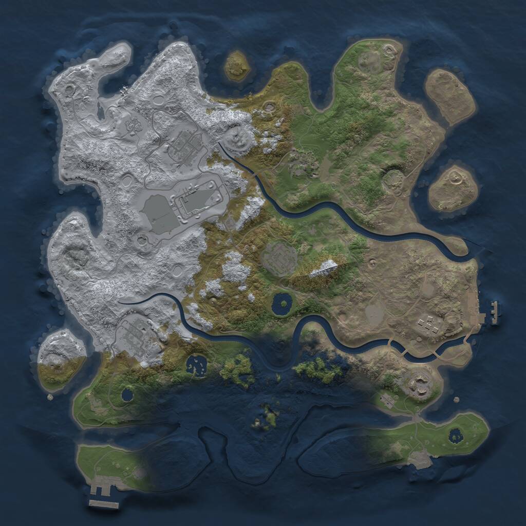 Rust Map: Procedural Map, Size: 3600, Seed: 2394344, 14 Monuments