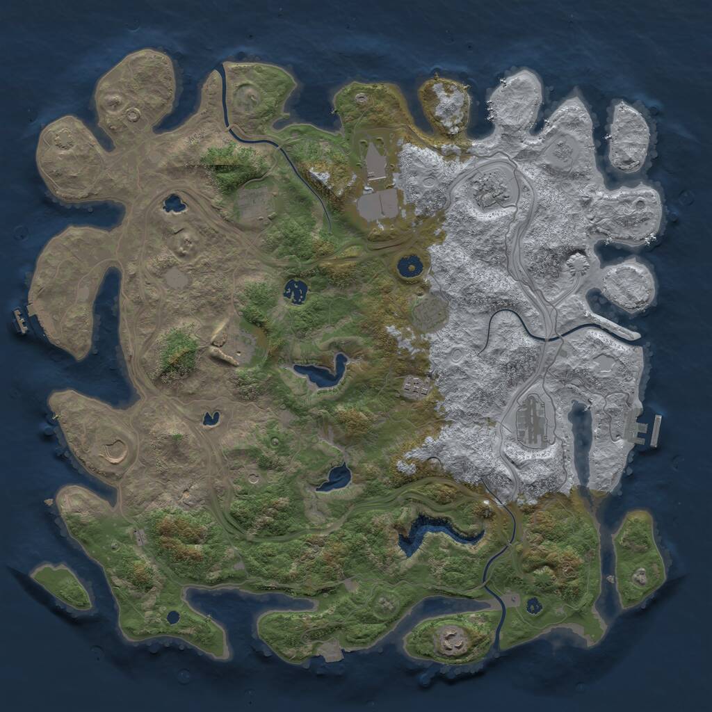 Rust Map: Procedural Map, Size: 4500, Seed: 1920917413, 16 Monuments