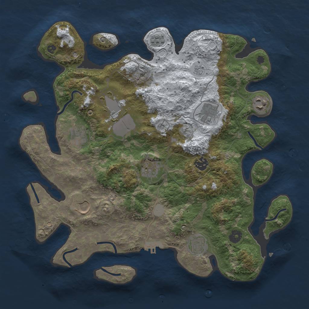 Rust Map: Procedural Map, Size: 3550, Seed: 263309, 17 Monuments