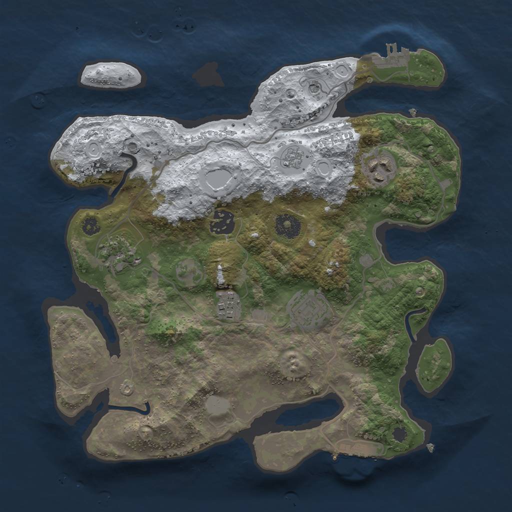 Rust Map: Procedural Map, Size: 3000, Seed: 1356475040, 14 Monuments
