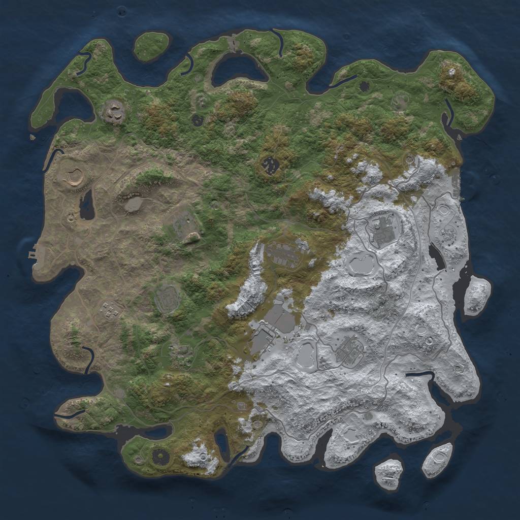 Rust Map: Procedural Map, Size: 4500, Seed: 4253736, 20 Monuments