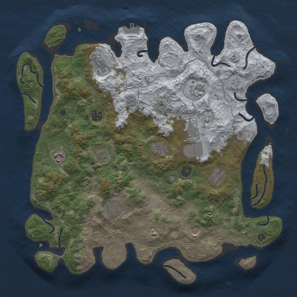 Rust Map: Procedural Map, Size: 4050, Seed: 129705770, 19 Monuments