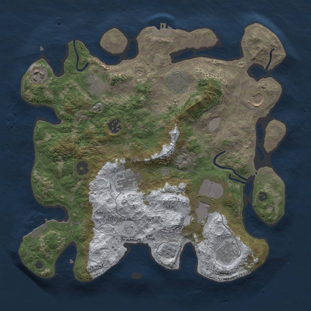 Rust Map: Procedural Map, Size: 3500, Seed: 222990062, 18 Monuments