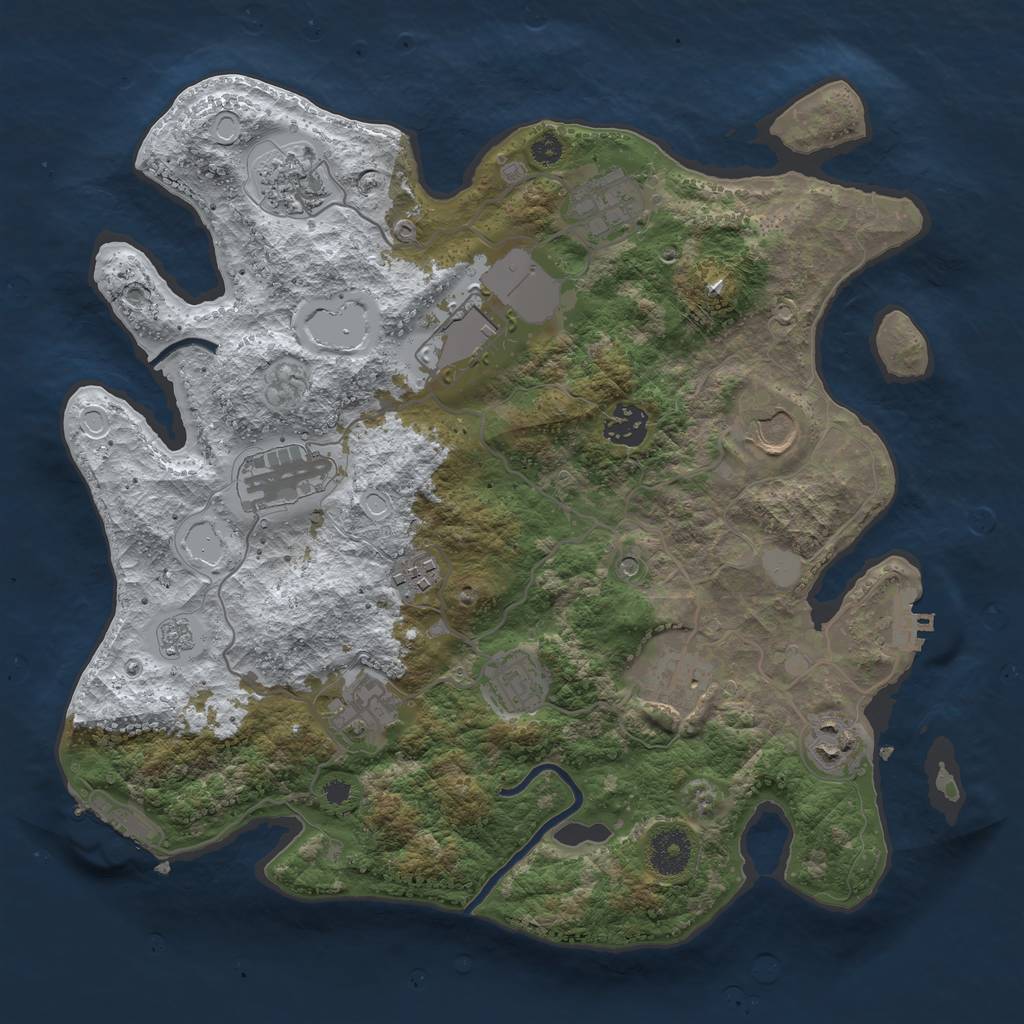 Rust Map: Procedural Map, Size: 3500, Seed: 2100651321, 20 Monuments