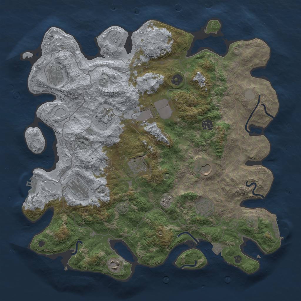 Rust Map: Procedural Map, Size: 4000, Seed: 1919, 18 Monuments