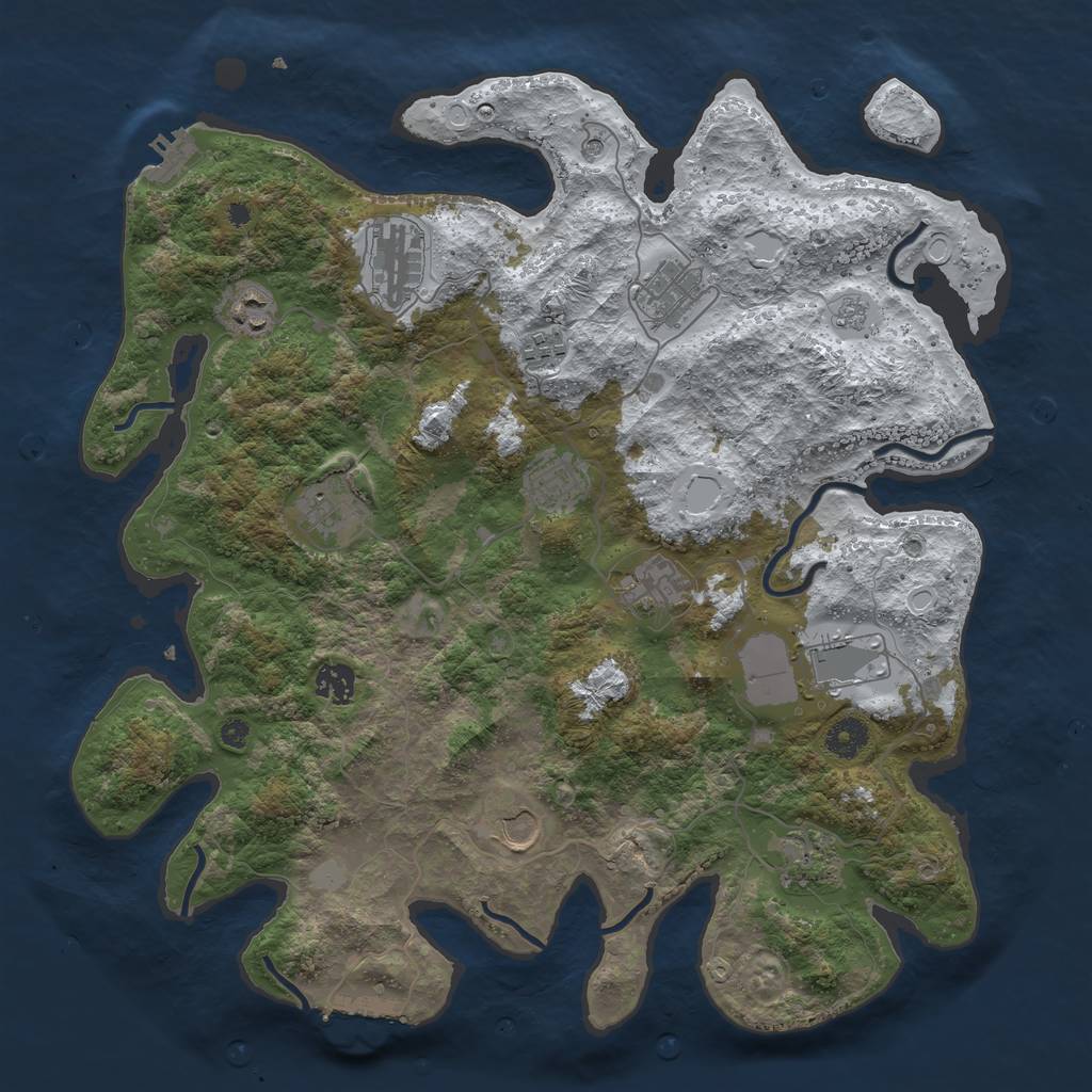 Rust Map: Procedural Map, Size: 3950, Seed: 1278381026, 20 Monuments